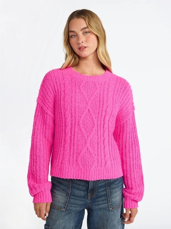 No Boundaries Sweaters - No Boundaries Cable Knit Sweater, Midweight, Women's Size XS (0-2)